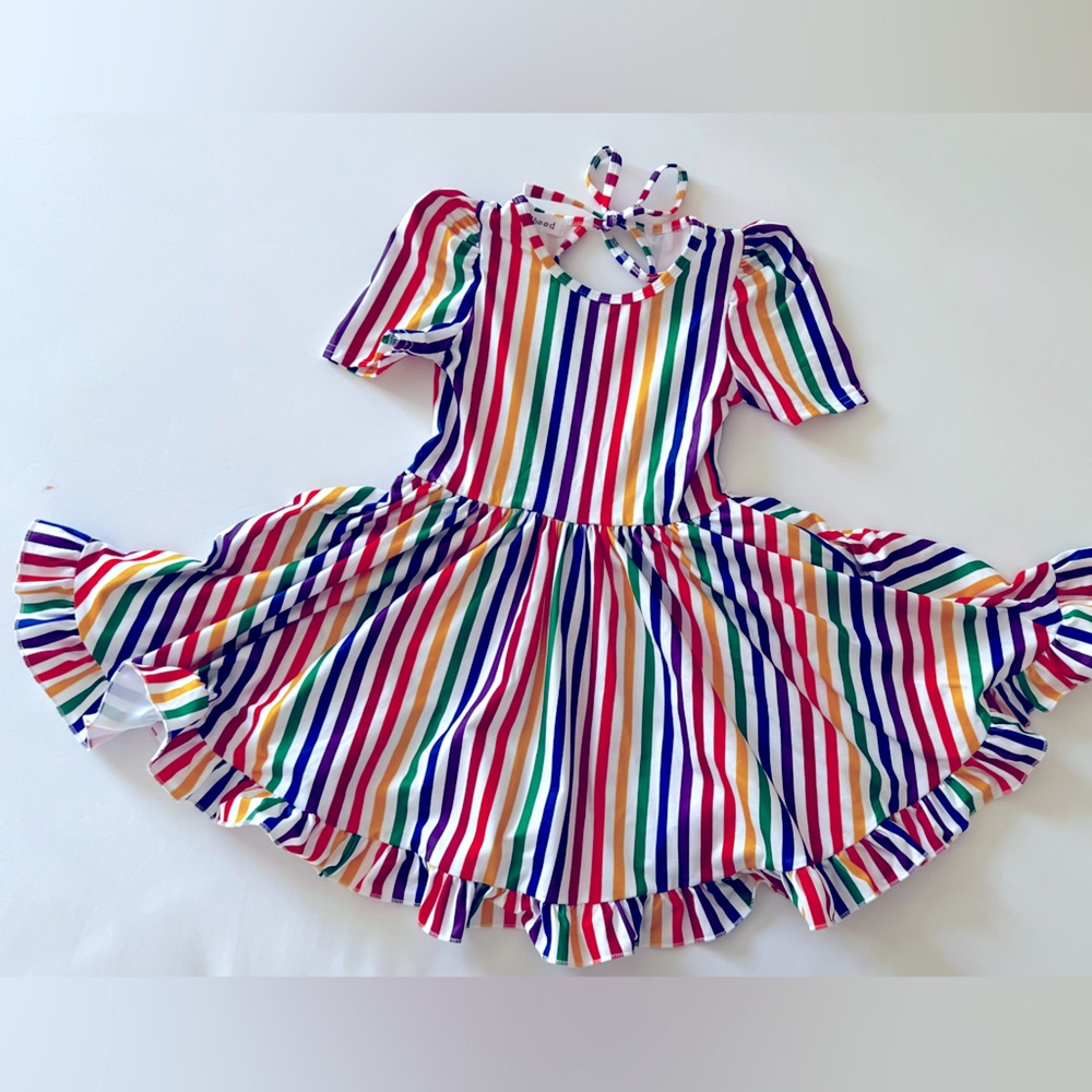 Little stocking co rainbow dress birthday size 6 EUC